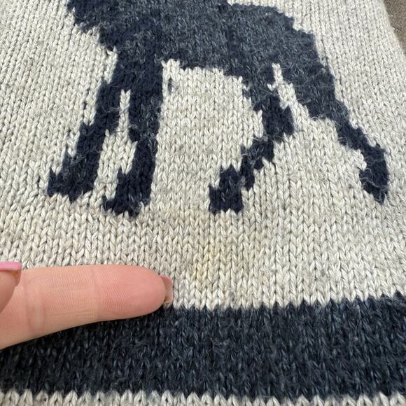 Y2K Abercrombie & Fitch Fair Isle Cabin Cardigan Blue Moose Wool Sweater Sherpa - Picture 6 of 10